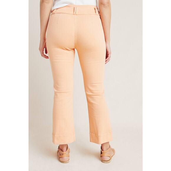 New Anthropologie Pilcro High-Rise Cropped Flare Jeans SIZE 25 Belted Tangerine - Picture 4 of 4